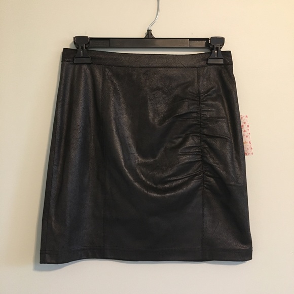 Free People Rumi Ruched Mini Skirt Black XS NWT - Picture 2 of 6